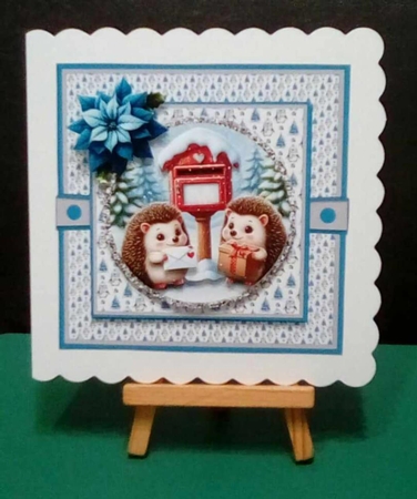 Hedgehog Post Blue 1 Decoupage Card Kit by Benita Jenkinson