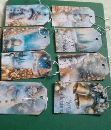 Christmas glitter 8 x gift tags sheet 1 by Benita Jenkinson