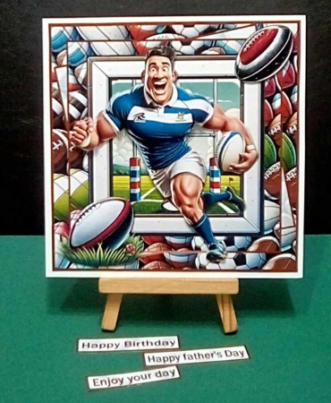 Rugby runner in blue by Benita Jenkinson