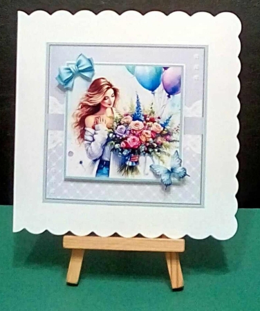 Lovely Lady With Flowers Card And Toppers Set by Benita Jenkinson
