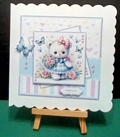 Lovely Little Bear With Flowers Card & Toppers Set by Benita Jenkinson