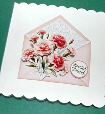 All Occasions Carnations 7 x 7 Envelope Shaped Card by Benita Jenkinson