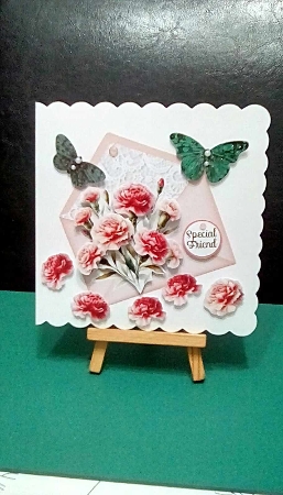 All Occasions Carnations 7 x 7 Envelope Shaped Card by Benita Jenkinson