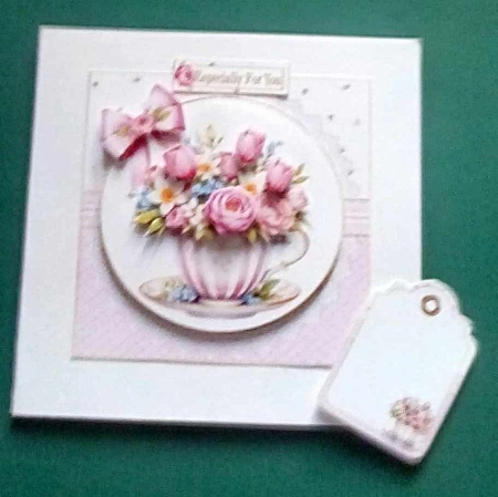 7x7 Spring flowers in a teacup choice of three mini kit by Benita Jenkinson