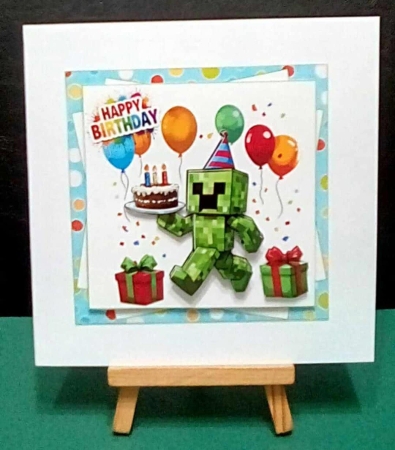 7x7 Minecraft birthday wishes choice of three mini kit by Benita Jenkinson