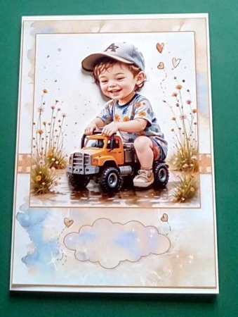 Birthday Boys Orange Truck A5 Topper and Decoupage by Benita Jenkinson