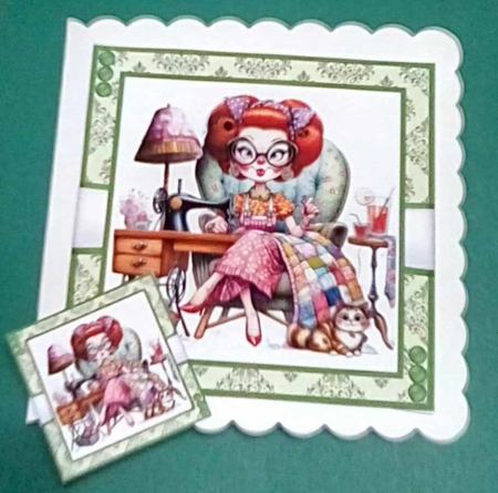 Quilters Club Card Front With Matching Gift Tag 6x6 by Benita Jenkinson