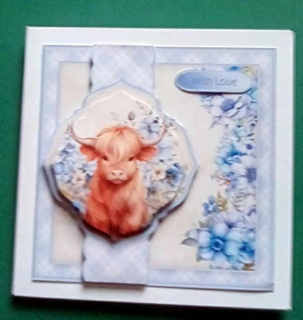 Highland Cow Blue - Border Card Mini Kit by Benita Jenkinson