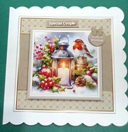 8x8 Sweet Christmas Robins Quick Card Front & Sentiments  by Benita Jenkinson