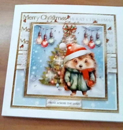 Christmas hedgehogs 8x8 card fronts by Benita Jenkinson