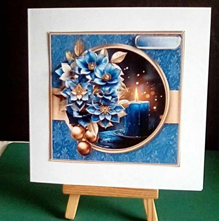Blue Christmas Candle - Decoupage Card Mini Kit by Benita Jenkinson