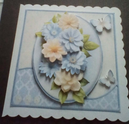 Blue and Cream Posy - Decoupage Card Mini Kit by Benita Jenkinson