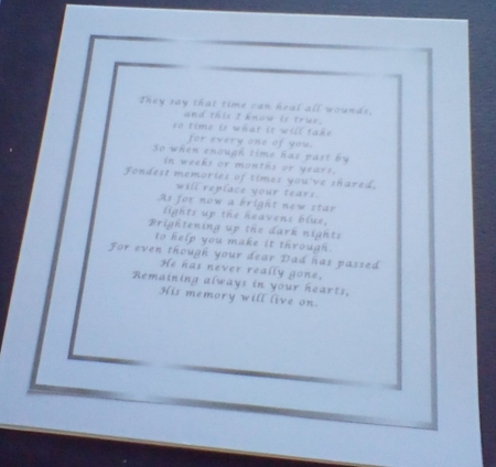 sympathy loss of your dad insert by Benita Jenkinson