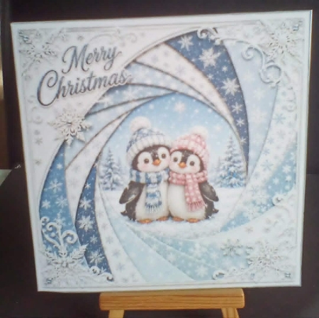 faux iris folding penguins christmas by Benita Jenkinson