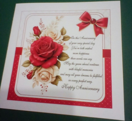 7x7 Red roses anniversary wishes choice of three mini kit by Benita Jenkinson