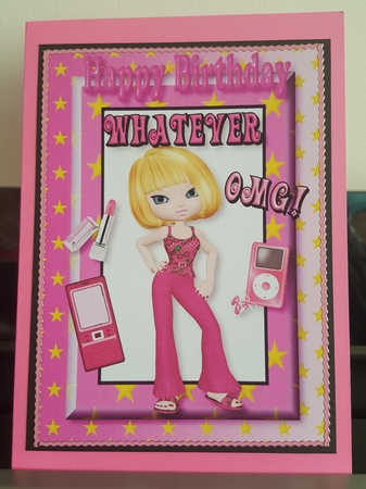 Teenager with Attitude in Pink Star Frame A4 by Benita Jenkinson