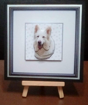 German Shepherd White Dog Portrait 3D Decoupage by Benita Jenkinson