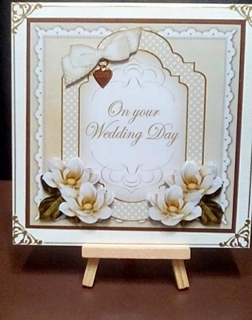 Cream Magnolia Wedding Day Fancy 7in Decoupage Topper by Benita Jenkinson
