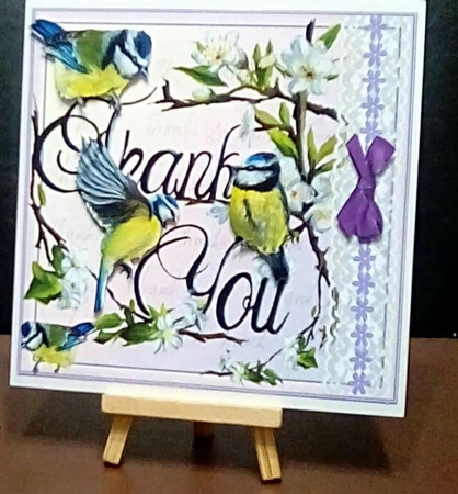 THANK YOU BLUE TITS IN BLOSSOM by Benita Jenkinson