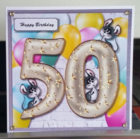 50th birthday card topper with balloons by Benita Jenkinson