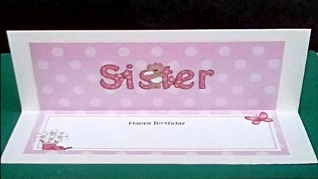 Large DL Happy Birthday SISTER insert with Livvy Bear by Benita Jenkinson