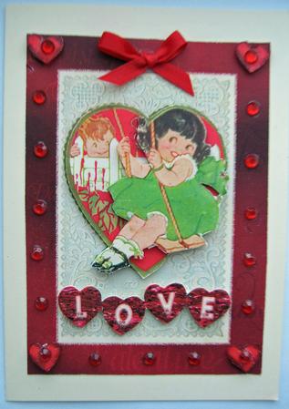 Vintage Cute Girl Valentines Day Card Front Featured Gallery Photo