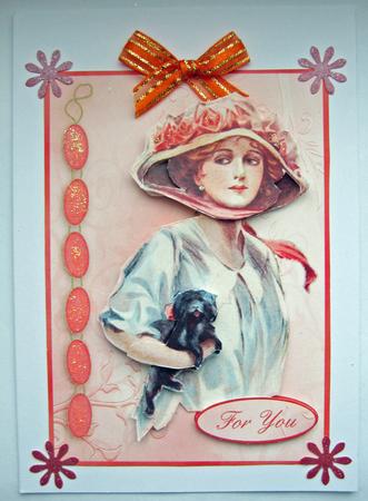 My Lady with Her Dog - Card Front with Optional Eazicut by Berit Zakrisson