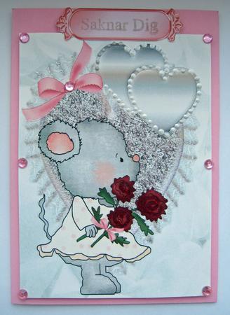 Little Grey Mouse with Roses, A4 Topper by Berit Zakrisson