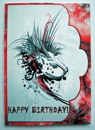 Red Black & Silver Guitar - Happy Birthday by Berit Zakrisson
