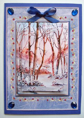 Woods in Snow Step by Step Decoupage Card by Berit Zakrisson