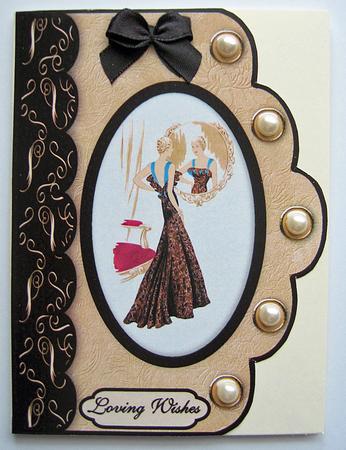 Art Deco Mirror Image A4 Scallop Edge Card Front by Berit Zakrisson