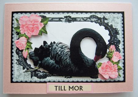 Black Swan with Pink Roses by Berit Zakrisson