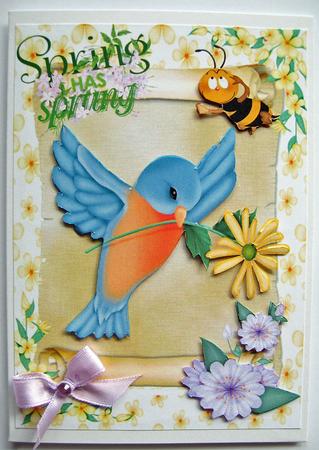 Spring Has Sprung,bird,on Scroll A4 Topper by Berit Zakrisson
