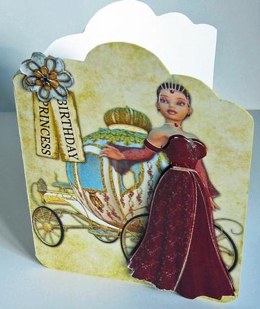 Princess and Carriage Scallop Top with Decoupage by Berit Zakrisson