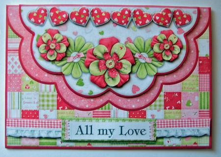 Double Scallop Envelope Card Front All My Love by Berit Zakrisson