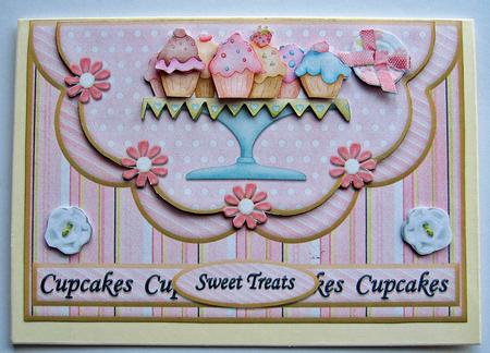 Double Scallop Envelope Card Front Sweet Treats Cupcakes by Berit Zakrisson