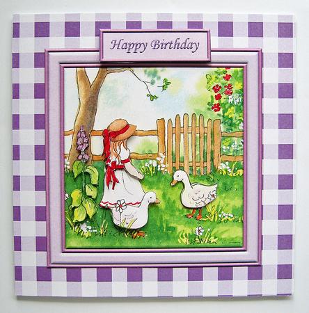 Feeding the Geese 6x6 Card Front with Decoupage by Berit Zakrisson
