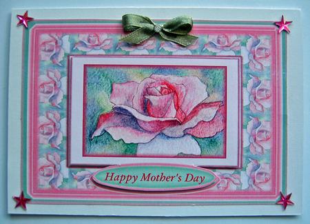 A4 Pink Rose in Rose Frame, Happy Mother's Day by Berit Zakrisson