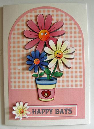 Happy Days Daisies Arch-top Quick Card with Decoupage by Berit Zakrisson