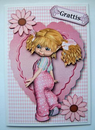Little Kiki in Pink, on Scalloped Frame by Berit Zakrisson