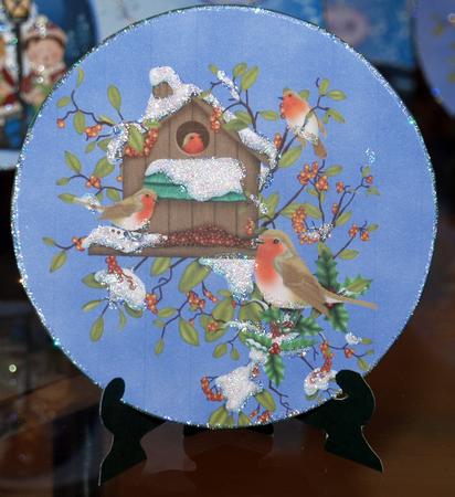 Christmas Birds Plate Card by Bernadette Gibbs