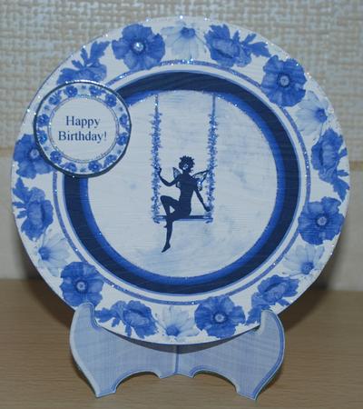 Fairy Swinging on Moon Plate Card, Stand, Sentiments & Gift by Bernadette Gibbs
