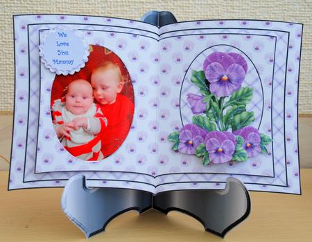 Purple Pansy Book Sheet and Stand by Bernadette Gibbs