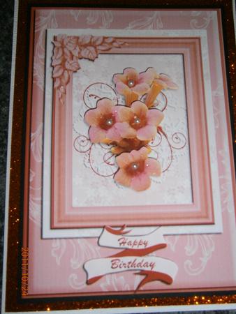 Framed Peach Flowers by Bernie Mclaughlin