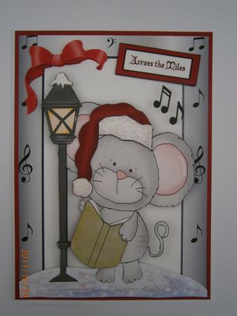 Across the Miles, Cute Mouse Carol Singing A5 by Bernie Mclaughlin