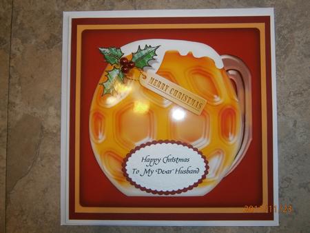 8 x 8 Mine's a Christmas Pint Scalloped Corner Topper by Bernie Mclaughlin