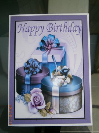 Purple Presents and Bows with Little Bird A4 by Bernie Mclaughlin