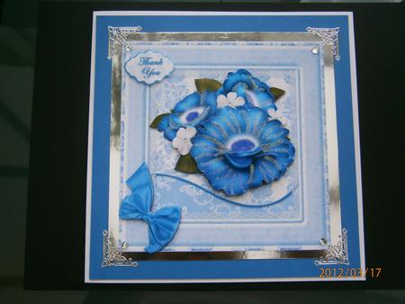 Framed Blue Summer Roses Card Front by Bernie Mclaughlin