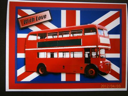 Red Double Decker Bus with Union Jack Flag by Bernie Mclaughlin