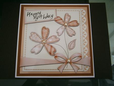 8 x 8 Birthday Flowers N Lace Corner Topper by Bernie Mclaughlin